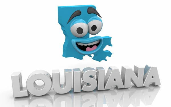 Louisiana State Map Cartoon Face Word Ilustração — Fotografia de Stock
