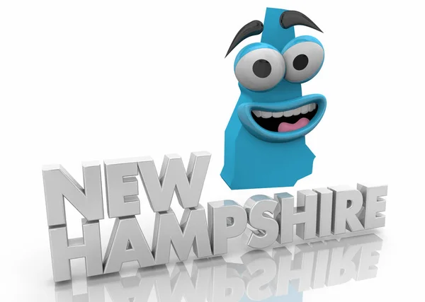 Nowa Twarz Kreskówki Mapy Państwo Hampshire Słowo Ilustracja — Zdjęcie stockowe