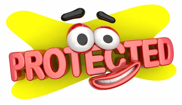 Protected Safe Secure Cartoon Face Illustration — Stock Photo, Image