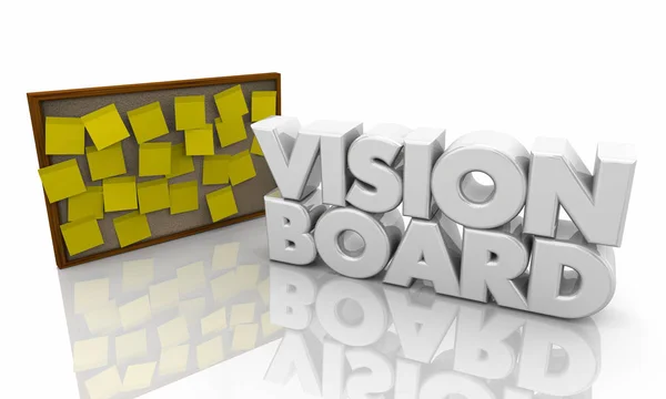 Vision Board Reméli Álmok Öntapadó Jegyzet Közlemény Szó Illusztráció — Stock Fotó