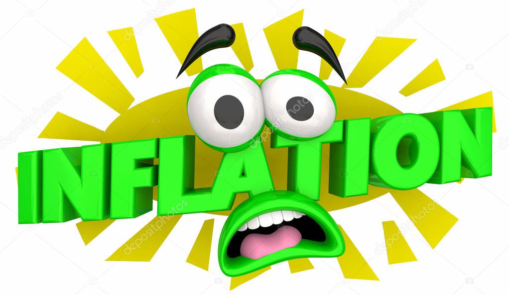 Inflation Higher Rising Costs Cartoon Face Fear 3d Illustration