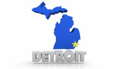 Detroit şehir 3d çizim Haritası