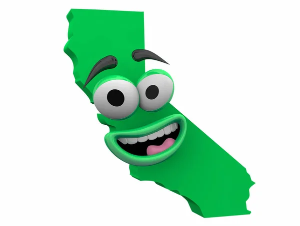 Αστείο Καρτούν Κράτος Καλιφόρνια Χάρτη Πρόσωπο Απεικόνιση — Φωτογραφία Αρχείου