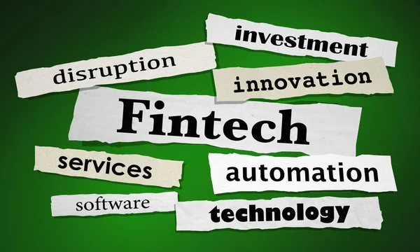 Fintech Financial Technology Services News Headlines Illustration — Stock Photo, Image
