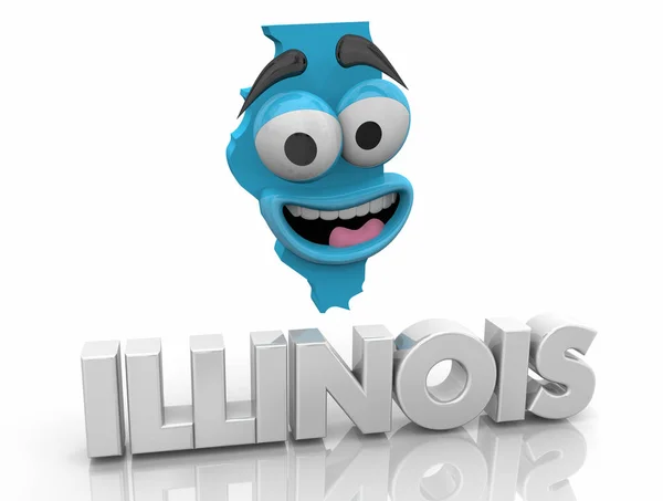 Illinois Staat Kaart Cartoon Gezicht Illustratie — Stockfoto