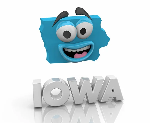Iowa Mapa Estado Cartoon Face Ilustração — Fotografia de Stock