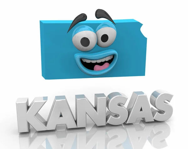 Карта Штата Канзас Cartoon Face — стоковое фото