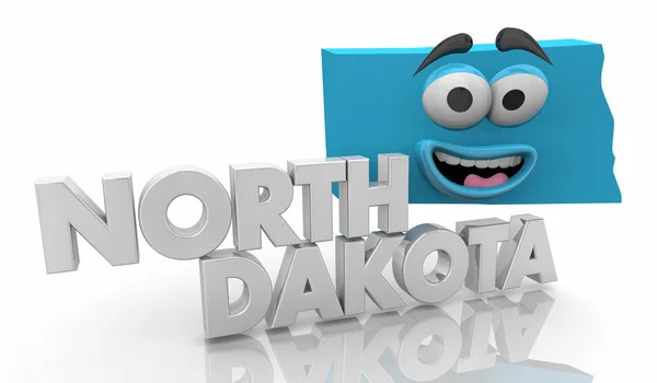 North Dakota State Map Cartoon Face Ilustração — Fotografia de Stock