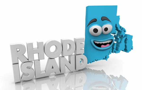 Rhode Island Staat Kaart Cartoon Gezicht Illustratie — Stockfoto