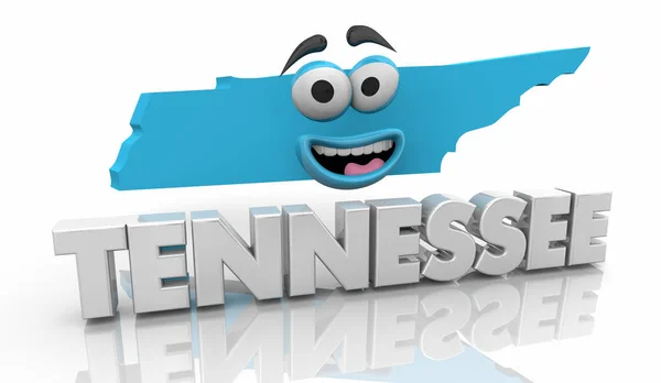 Tennessee Státní Mapy Kreslené Obličeje Obrázek — Stock fotografie