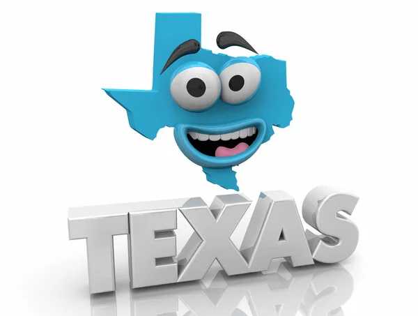 Texas Mapa Del Estado Dibujos Animados Cara Ilustración —  Fotos de Stock