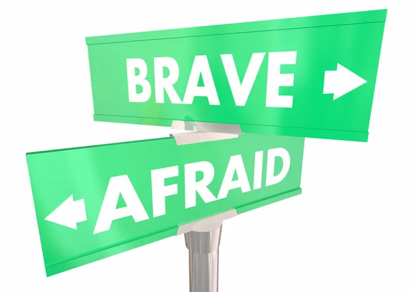 Brave Afraid Courage Fear Two Way Street Signs Illustration — Stock Photo, Image