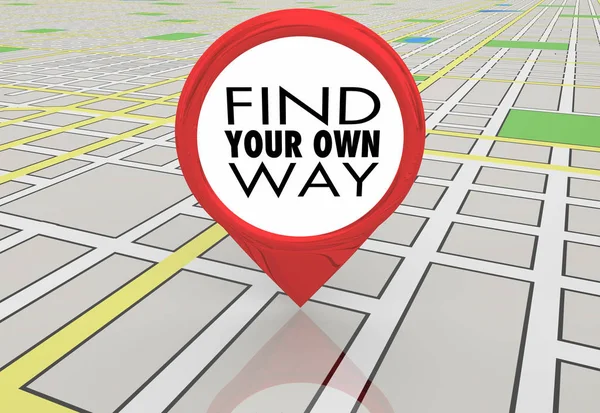 Find Your Own Way Route Path Map Pin Location Directions — Stock Photo, Image