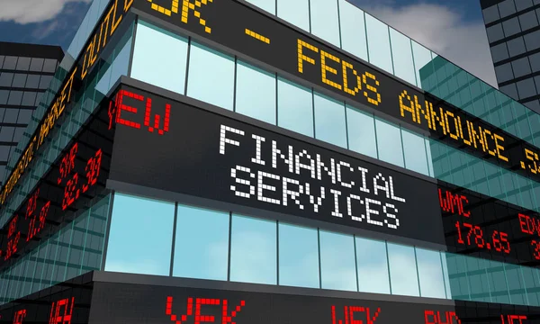 Ticker Χρηματιστηριακή Αγορά Χρηματοπιστωτικών Υπηρεσιών Λέξεις Απεικόνιση — Φωτογραφία Αρχείου