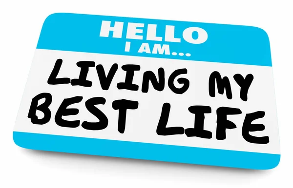 Living Best Life Name Tag Illustration — Stock Photo, Image