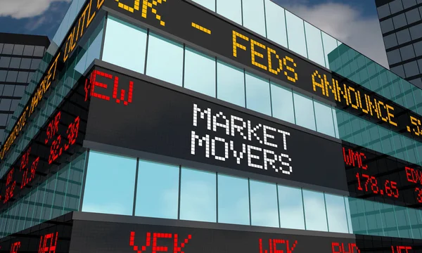 Market Movers Tőzsdei Ticker Szó Illusztráció — Stock Fotó