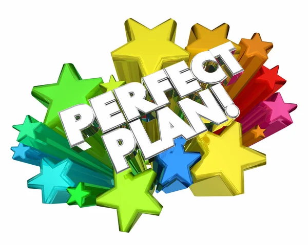 Plan Perfecto Idea Estrategia Estrellas Palabras Ilustración — Foto de Stock