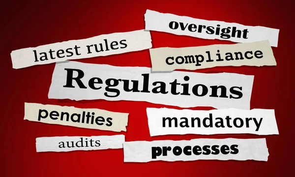 Regulations Rules Oversight Control News Headlines Illustration — Stock Photo, Image