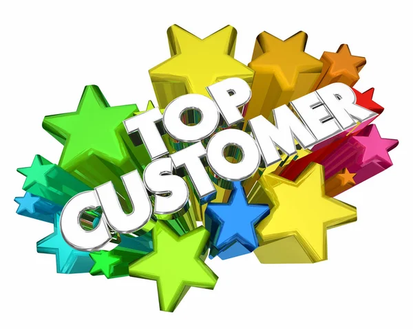 Top Cliente Melhor Cliente Vendas Estrelas Palavras Ilustração — Fotografia de Stock