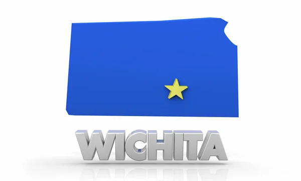Wichita Kansas Stadstaat Kaart Illustratie — Stockfoto