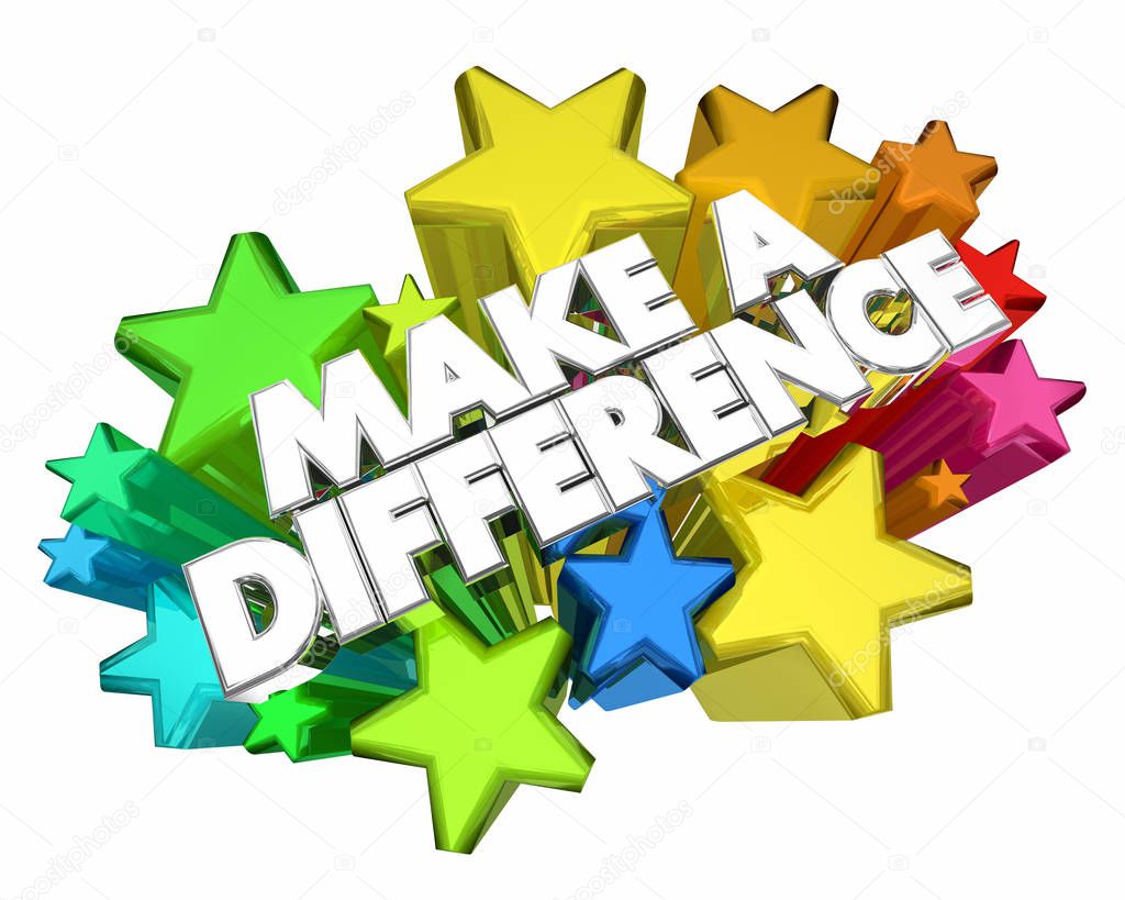 Make a Difference Volunteer Help Others Stars Words 3d Illustration