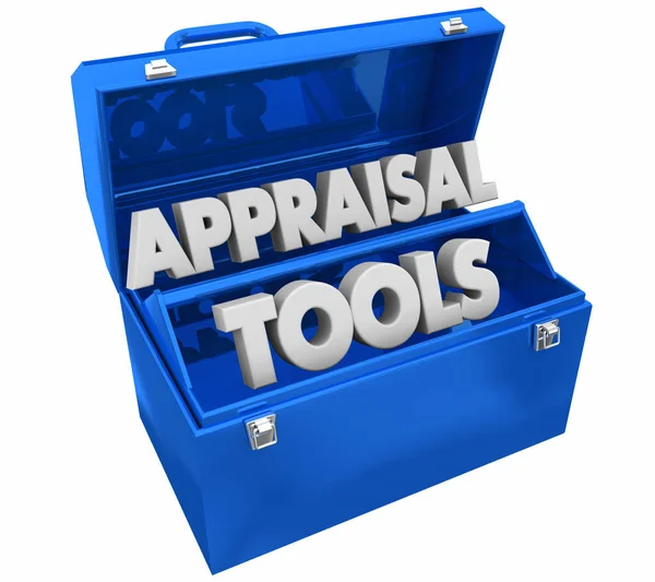 Beoordeling Instrumenten Review Beoordeling Toolbox Woorden Illustratie — Stockfoto