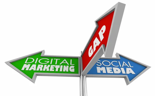 Plan Strategiczny Gap Social Media Marketingu Cyfrowego Znaki Ilustracja — Zdjęcie stockowe