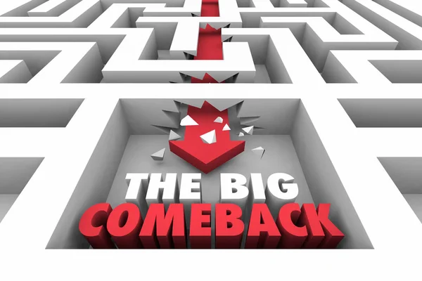 Big Comeback Return Victory Maze Arrow Words Illustration — Stock Photo, Image