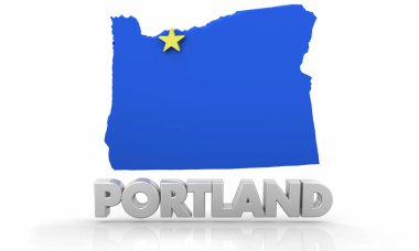 Portland veya Oregon City State eşlemek 3d çizim