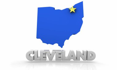Cleveland Oh Ohio şehir devleti harita 3d çizim