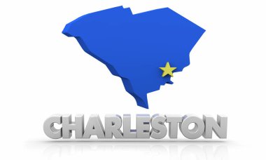 Charleston Güney Carolina Sc şehir devleti harita 3d çizim