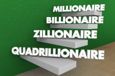 Milyoner milyarder Get zengin kelime adımlar 3d çizim