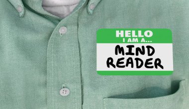 Zihin okuyucu Merhaba ad etiketi 3d resimde kelimeler