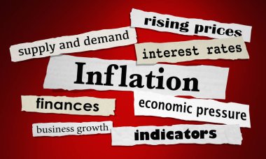 Enflasyon ekonomi faiz oranları mali haber başlıkları 3d çizim