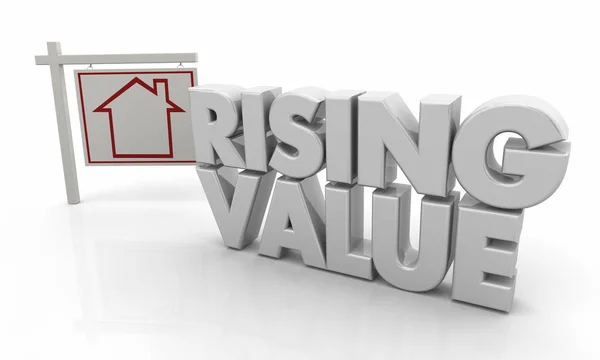 Aumentando Valor Maior Preço Casa Para Venda Sinal Ilustração — Fotografia de Stock