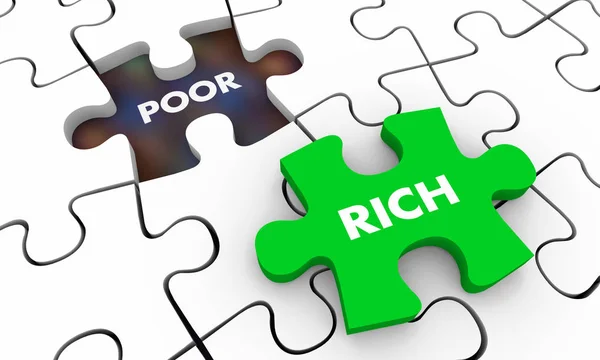 Rich Poor Acquire Wealth Money Puzzle Piece Hole Illustration — Stock Photo, Image