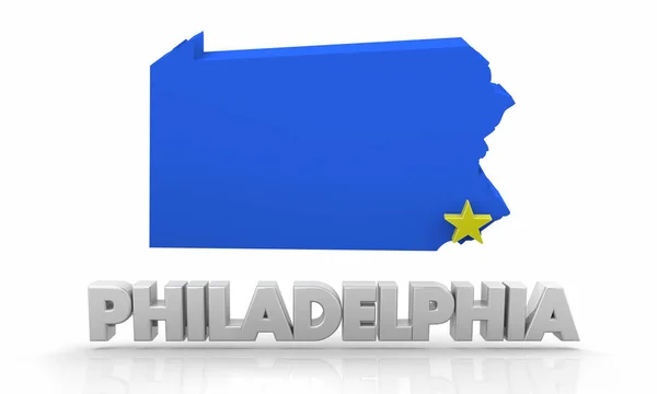 Філадельфія Пенсільванія Міська Державна Карта Ілюстрація — стокове фото
