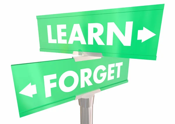 Learn Forget Education Two Way Street Signs Illustration — Stock Photo, Image