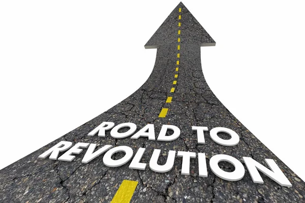 Road Revolution Verandering Innovatie Woorden Pijl Illustratie — Stockfoto
