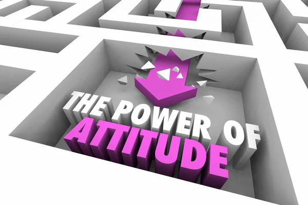 Power Attitude Good Positive Thinking Maze Arrow Words Illustration — Stock Photo, Image