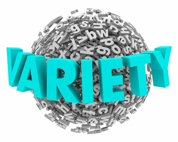 Variety Choices Word Letter Sphere Ball Illustration — Stock Photo, Image