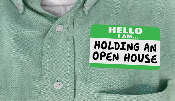 Držení Značky Jméno Hello Otevřených Dveří Slova Obrázek — Stock fotografie
