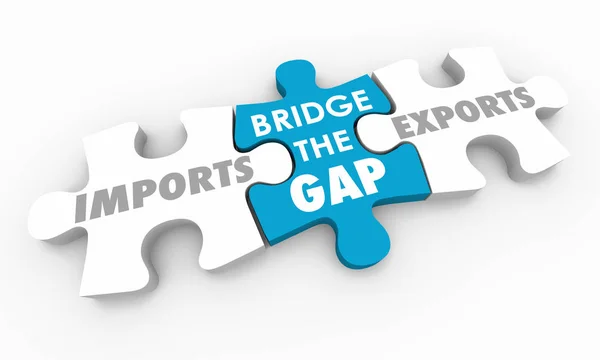 Imports Exports Bridge Gap Puzzle Pieces Illustration — Stock Photo, Image