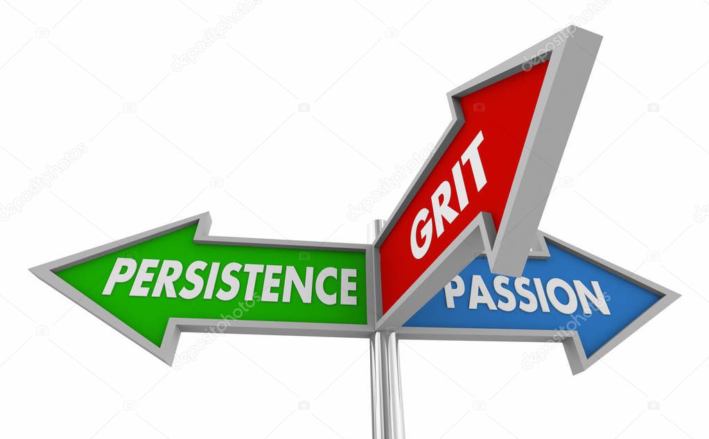 Persistence Passion Grit Determination Success Signs 3d Illustration