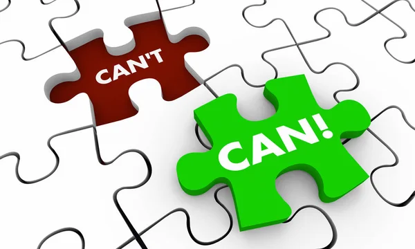 Can Cant Positive Attitude Puzzle Piece Hole Illustration — Stock Photo, Image