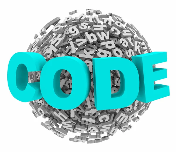 代码秘密密码字字母球体3D — 图库照片