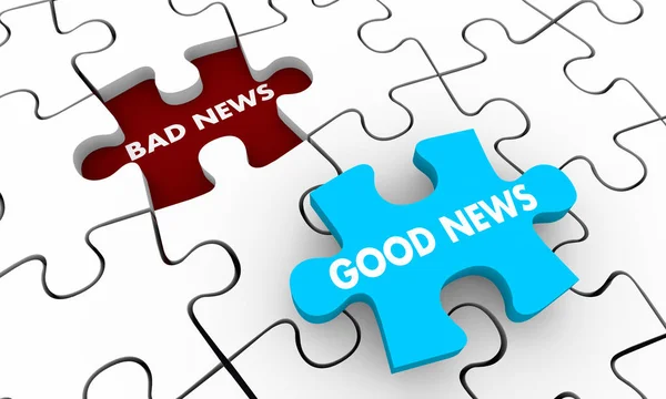 Good Bad News Words Puzzle Piece Hole Illustration — Stock Photo, Image