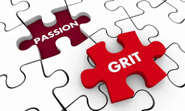 Grit Passion Words Puzzle Piece Hole Illustration — Stock Photo, Image