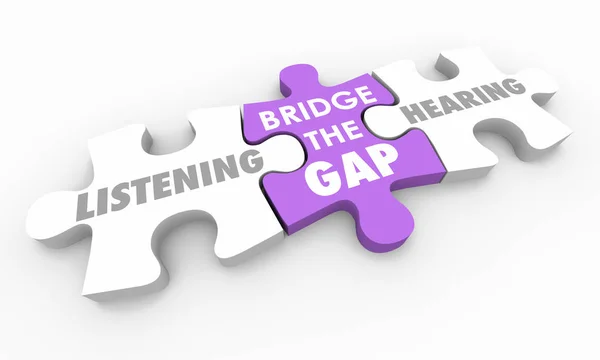 Luisteren Hoorzitting Brug Gap Puzzelstukjes Illustratie — Stockfoto