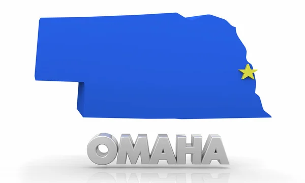 Omaha Nebraska City State Mappa Illustrazione — Foto Stock